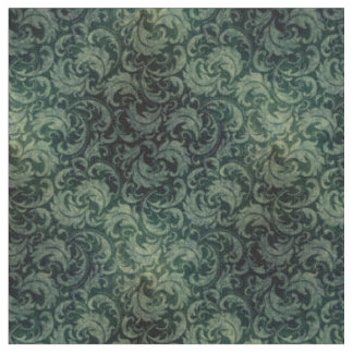 Tissu Motif floral damassé vert élégant vintage