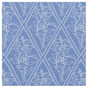 Tissu Motif floral de bigorneau vintage bleu chic