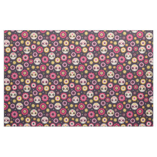 Tissu Motif floral de crâne mexicain de sucre