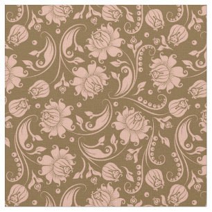 Tissu Motif floral de rose et de brun