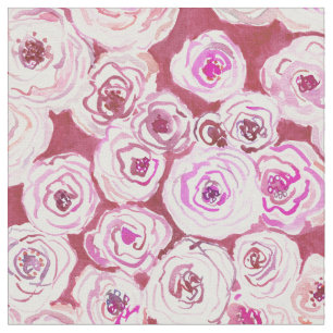 Tissu Motif floral de rose rouge de VUE de ROSIE
