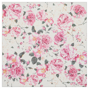 Tissu Motif floral de roses noirs roses vintages