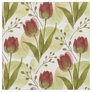 Tissu Motif floral de tulipe aquarelle rustique MH26