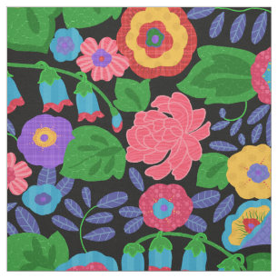 Tissu Motif floral d'été de fleurs colorées tropicale