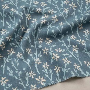 Tissu Motif floral rétro dans le style boho. Sakura bleu