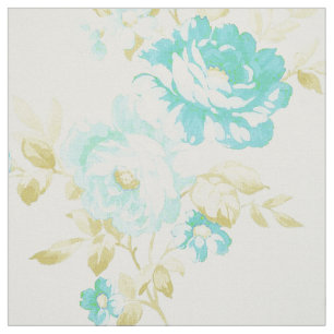 Tissu Motif floral turquoise vintage