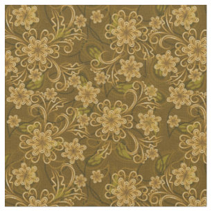 Tissu Motif floral vintage d'or