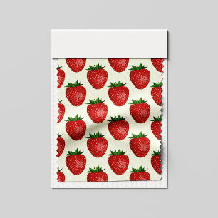 Tissu Motif fraises, fraises rouges, fruits, feuilles