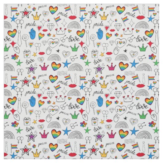 Tissu Motif gay pride Doodle (Échantillon)