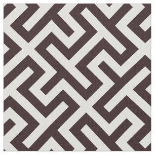 Tissu motif géométrique abstrait blanc brun foncé