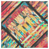 Tissu Motif géométrique Abstrait bleu orange jaune (Échantillon)