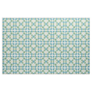 Tissu Motif Géométrique Abstrait en Vert et Bleu