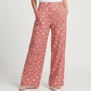 Tissu Motif géométrique arabe de Bohême rouge