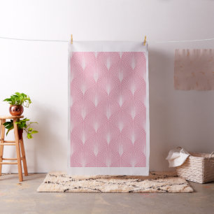 Tissu Motif géométrique Art déco blanc et rose