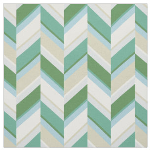 Tissu Motif géométrique chevron vert bleu beige chic