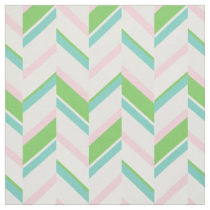 Tissu Motif géométrique chic rose et vert en chevron