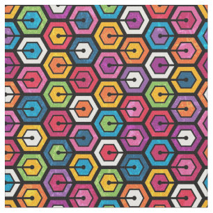 Tissu Motif géométrique coloré avec hexagones