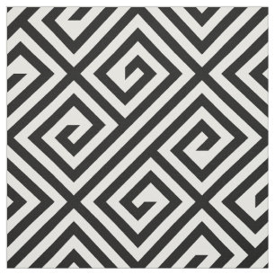 Tissu Motif géométrique de clé grecque blanche noire