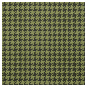 Tissu Motif géométrique de pied-de-poule vert et noir