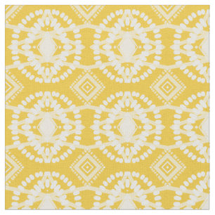 Tissu Motif géométrique des flux de moutarde et blanc