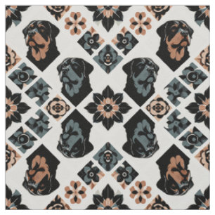 Tissu Motif géométrique floral Rottweiler