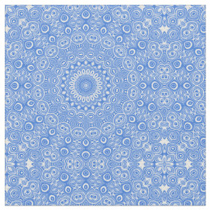 Tissu Motif géométrique mandala bleu azur