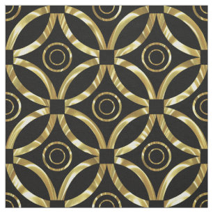 Tissu Motif géométrique moderne Gold & Black