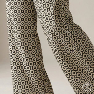 Tissu Motif géométrique noir et beige ornemental