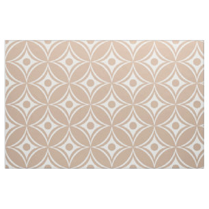 Tissu Motif Géométrique Rétro Blanc Et Tan