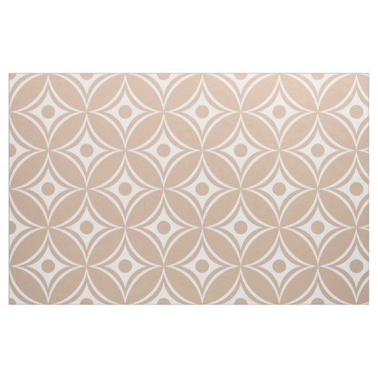 Tissu Motif Géométrique Rétro Blanc Et Tan (Fat Quarter)