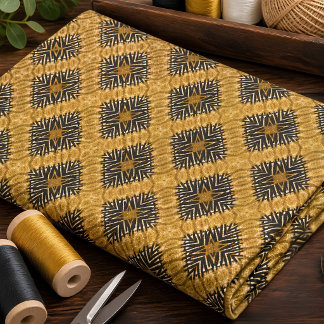 Tissu Motif géométrique tribal or chaud