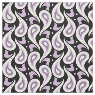 Tissu Motif géométrique violet, noir et blanc
