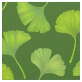 Tissu Motif Ginkgo sur vert foncé (Fermer)