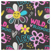 Tissu Motif graffiti fleur smiley mode (Fermer)
