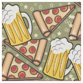 Tissu Motif graphique de bière et de pizza (Fermer)