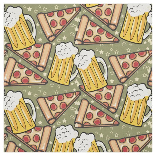 Tissu Motif graphique de bière et de pizza (Échantillon)