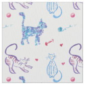 Tissu motif graphique de chatte à aquarelle vive (fermé)