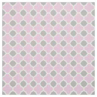 Tissu Motif gris blanc de Quatrefoil de rose en pastel