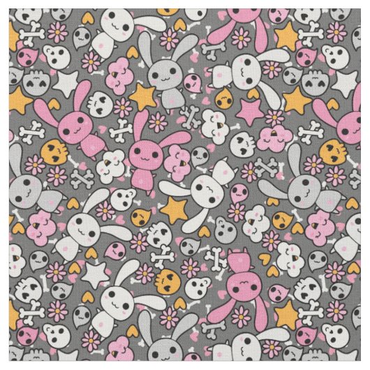 Tissu motif gris de kawaii (Fermer)