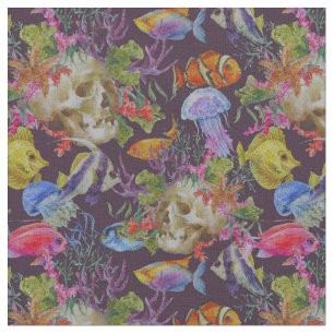 Tissu Motif grunge de vie marine