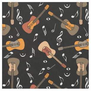 Tissu Motif Guitare Music Notes