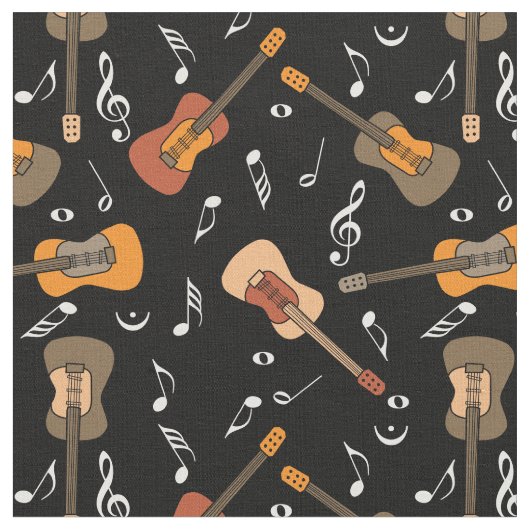 Tissu Motif Guitare Music Notes (Fermer)