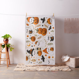 Tissu Motif Halloween Citrouille et Fantôme Mignon