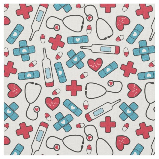 Tissu Motif infirmier du Red Blue Hearts (Fermer)