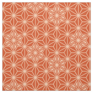 Tissu Motif japonais Asanoha ou étoile, orange corail