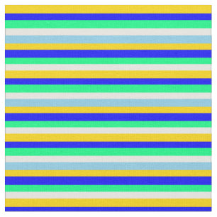 Tissu Motif jaune, bleu, vert, blanc et bleu ciel