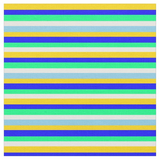 Tissu Motif jaune, bleu, vert, blanc et bleu ciel (Fermer)