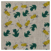 Tissu Motif jaune de grenouilles vertes (Fermer)