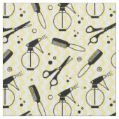 Tissu Motif jaune d'outil de coiffeur (fermé)