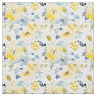 Tissu Motif jaune et bleu d'aquarelle